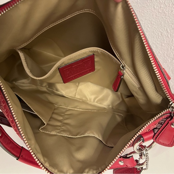 Coach Kristin Pink Woven Leather Large Shoulder Handbag Purse N2 E1220-19312 - Picture 9 of 12